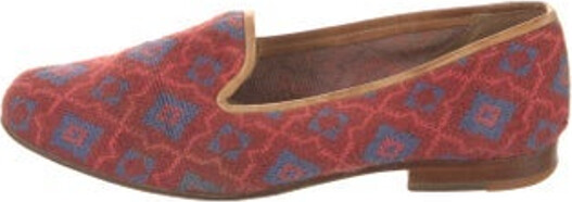 Stubbs & Wootton Loafers Red Printed Semi-Pointed Toes