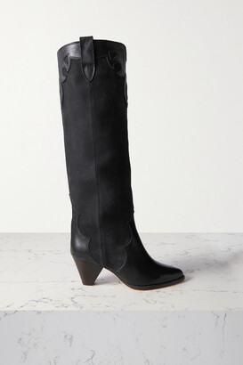 Isabel Marant Litz Leather-trimmed Suede Knee Boots - Black