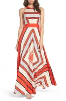 Thumbnail for your product : Eliza J Scarf Print Crepe de Chine Fit & Flare Maxi Dress