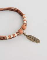 Thumbnail for your product : ASOS Leather Bracelet Pack In Tan With Feather Charm