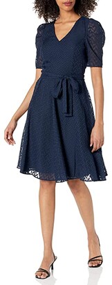 Tommy Hilfiger Abstract Zigzag Pleated Sleeve Fit-and-Flare Dress