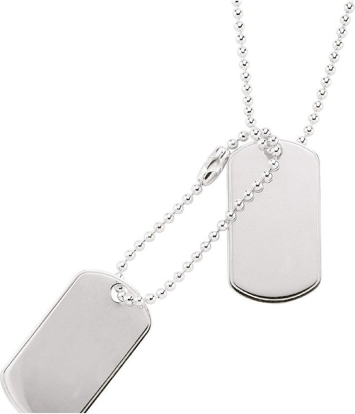 Jewelco London Silver Military Double Dog Tag Pendant Necklace 20 inch