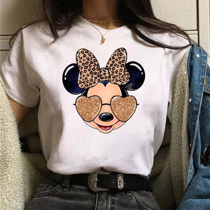 Miniso/Name Excellence Superior Products Disney Cartoon Women Clothing Mickey Minnie Mouse White Men T-shirts Girls Funny 2025 Fashion Streetwear Harajuku Ladies Blouses