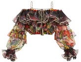 Thumbnail for your product : Dundas Off-the-shoulder Floral-print Silk Blouse - Black Print