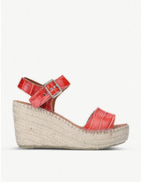 Thumbnail for your product : Carvela Kape croc-embossed leather espadrille wedge sandals
