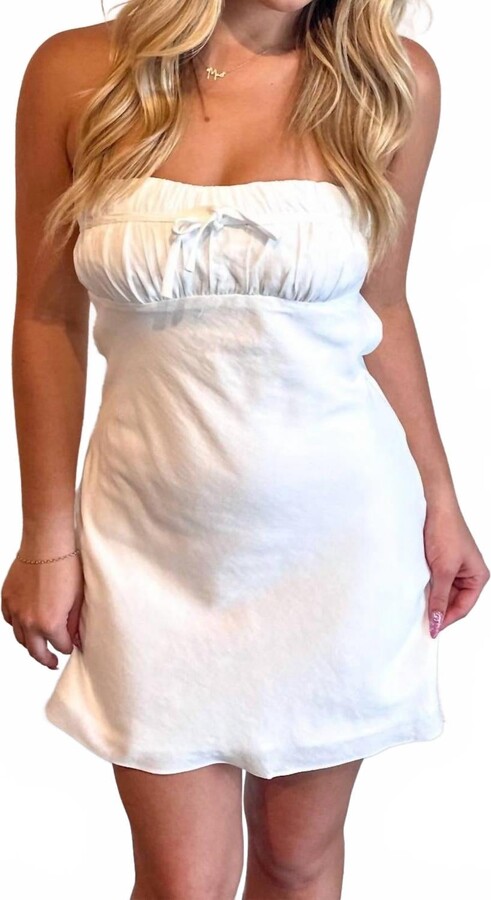 Cotton Candy Lakeside Linen Dress In White