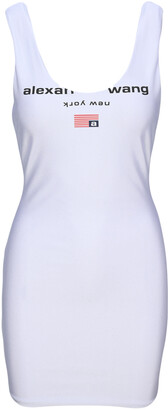 alexanderwang.t Fitted Logo Tank Dress In Active Stretch
