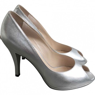 Christian Dior Silver Leather Heels