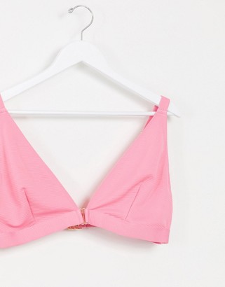 Peek & Beau Curve Exclusive rib high waist bikini bottom in summer rose pink