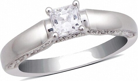 Zales Previously Owned - 5/8 CT. T.w. Princess-Cut Diamond Solitaire Engagement Ring in 14K White Gold