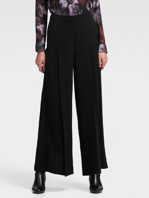 DKNY Women's Dotted Pinstripe Wide-leg Pant - Black - Size 16