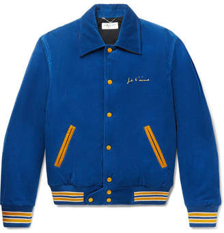 Saint Laurent Embroidered Cotton-corduroy Bomber Jacket