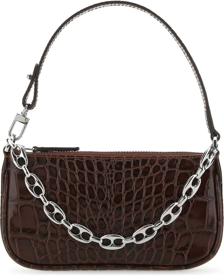 BY FAR Chocolate Leather Mini Rachel Handbag