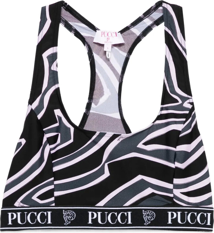 Pucci Racer-Neck Print Sport Bra