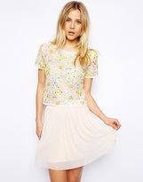 Thumbnail for your product : ASOS T-Shirt in Lace with Floral Embellishment