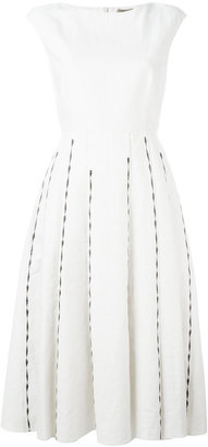 Bottega Veneta embroidered stripe dress - women - Cotton/Linen/Flax - 38