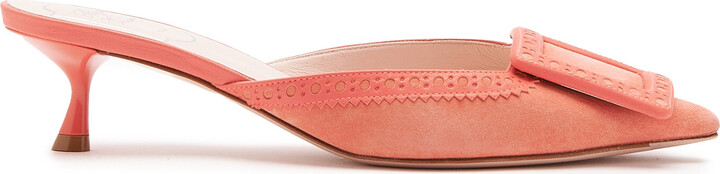 Roger Vivier Viv In The City Perforated Suede Mules
