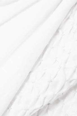 Innika Choo - Smocked Embroidered Linen Dress - White