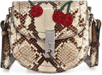 Altuzarra Ghianda Mini Python Saddle Bag with Sequined Cherries, Gray Pattern