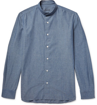 Caruso Grandad-Collar Cotton-Chambray Shirt