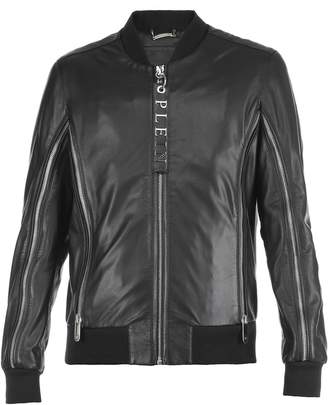 Philipp Plein Leather Bomber Jacket