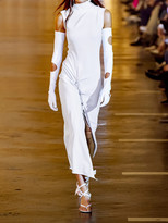 Thumbnail for your product : Off-White Drawstring-embellished Crepe Midi Dress - Light gray