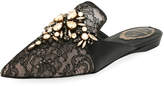 Thumbnail for your product : Rene Caovilla Beaded Lace Mule Flat