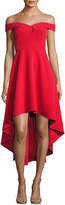 Thumbnail for your product : Aidan Mattox Aidan by Off-the-Shoulder High-Low Crepe Cocktail Dress