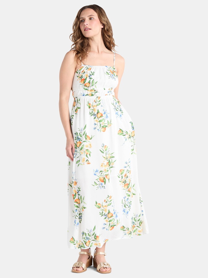 Time and Tru Women’s and Women’s Plus Smocked Waist Maxi Dress, Sizes XS-4X