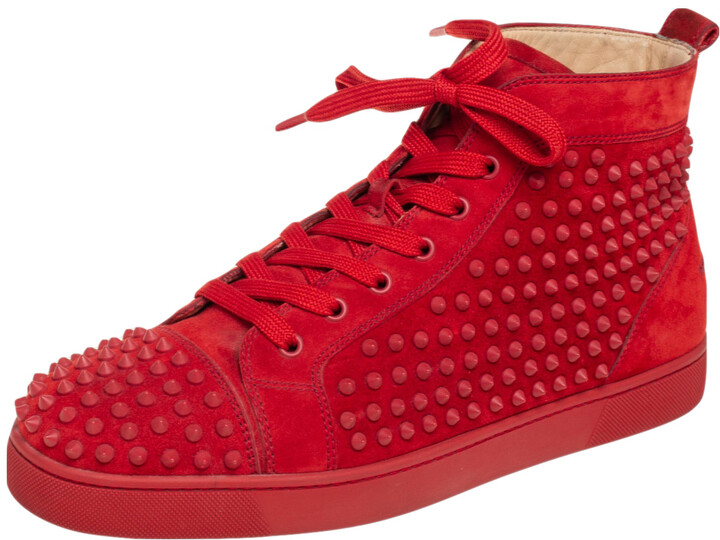 Christian Louboutin Red Suede Louis Spikes High Top Sneakers Size 45.5 -  ShopStyle
