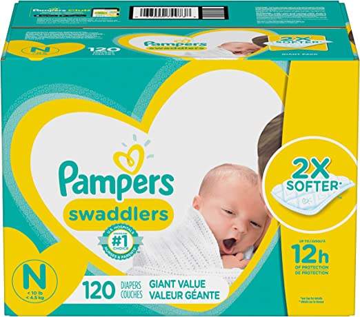 Diapers Newborn / Size 0 (< 10 lb), 120 Count - Pampers Swaddlers Disposable Baby Diapers, Giant Pack