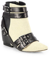 Thumbnail for your product : Josie Isa Tapia Linen & Leather Wedge Ankle Boots