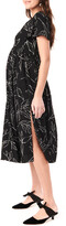 Thumbnail for your product : Loyal Hana Maternity Lily Printed Flutter-Sleeve Midi Dress