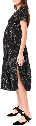Loyal Hana Maternity Lily Printed Flutter-Sleeve Midi Dress