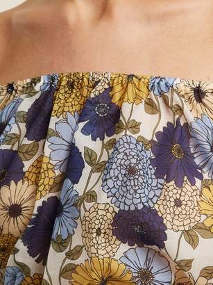 Lisa Marie Fernandez Leandra Floral Print Cotton Cropped Top - Womens - Cream Multi