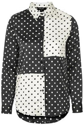 Topshop Womens **Patchwork Dot Blouse by Sister Jane - Black