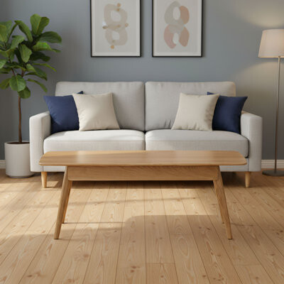 George Oliver The Multifunctional Low Table Made Of Natural Wood Can Be Used As A Central Table, Coffee Table And Home Office Desk. The Top Panel Is Practical With