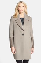 Thumbnail for your product : Elie Tahari 'Greece' Leather Sleeve Wool Coat