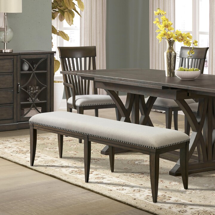 Roundhill Furniture Grant Nailhead Trim Upholstered Dining Bench