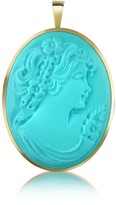 Thumbnail for your product : Del Gatto Woman Turquoise Paste Cameo Pendant/Pin