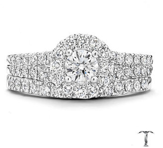 Tolkowsky Platinum 1ct round cut diamond bridal set