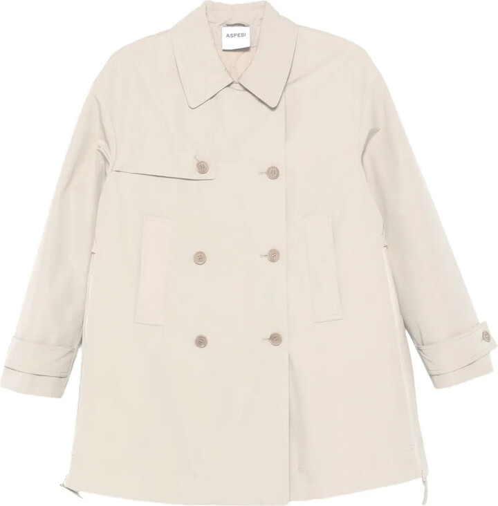 Aspesi Double-Breasted Zip-Detail Coat