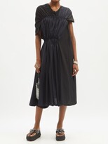 Thumbnail for your product : Junya Watanabe Layered Ruched Crepe Midi Dress - Black Multi