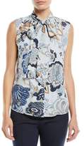 Thumbnail for your product : Tory Burch Tie-Neck Floral-Print Silk Top