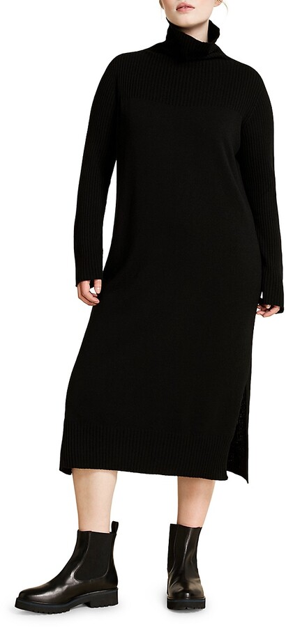 MARINA RINALDI Women's Blue Galena Sheer Sweater Dress $770 NWT 