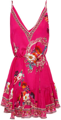 Camilla Embellished Floral-print Silk Crepe De Chine Mini Dress