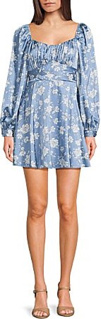 B. Darlin Floral Printed Long Sleeve Tie Back Skater Dress