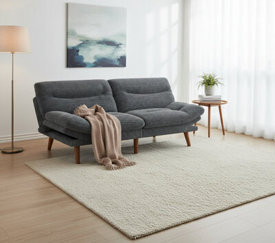 Latitude Run Gray Corduroy Sofa Bed Convertible To Reclining Position Adjustable Backrest And Armrests Suitable For Small Spaces And Various Scenarios.