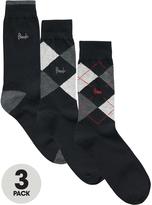 Thumbnail for your product : Pringle Mens Argyle Socks (3 Pack) - Black