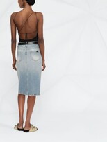 Thumbnail for your product : Saint Laurent Faded Straight Denim Midi Skirt